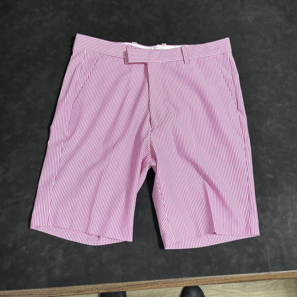 G/FORE Seersucker Shorts Mens 34 Pink White Stripe Golf Casual Summer Resort